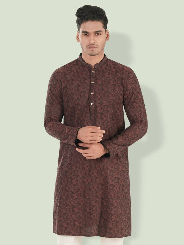 Brown Black Men's Panjabi - Klothen