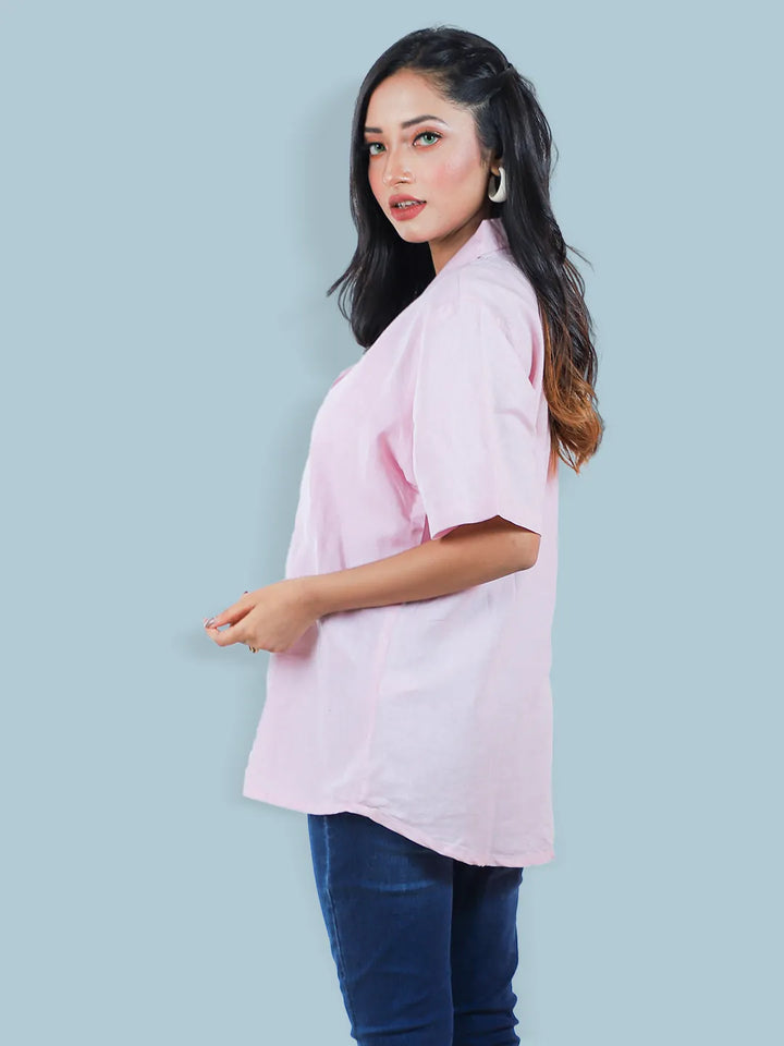 Women Light Peach Casual Shirt - Klothen