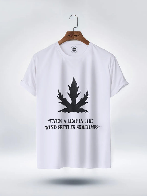Men's Black Leaf Printed T-shirt