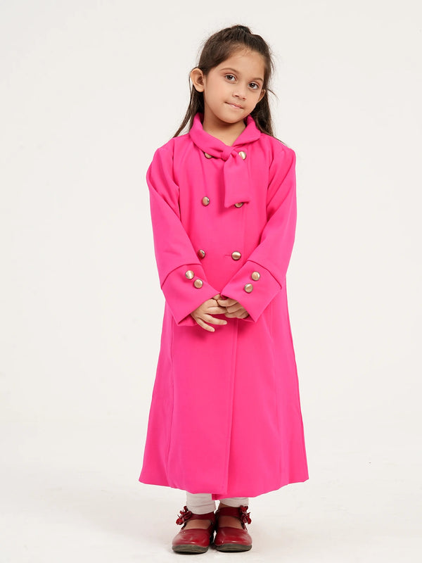 Girls’ Pink Long Coat | Girls Tops | KLOTHEN