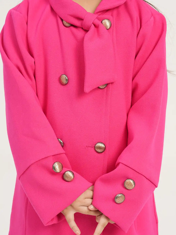 Girls’ Pink Long Coat | Girls Tops | KLOTHEN