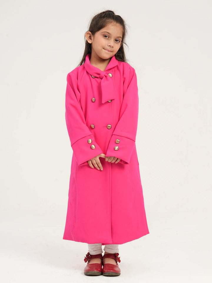 Girls’ Pink Long Coat | Girls Tops | KLOTHEN