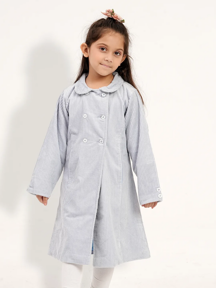 Girls Winter Long Jacket - Light Grey | Girls Jacket | KLOTHEN