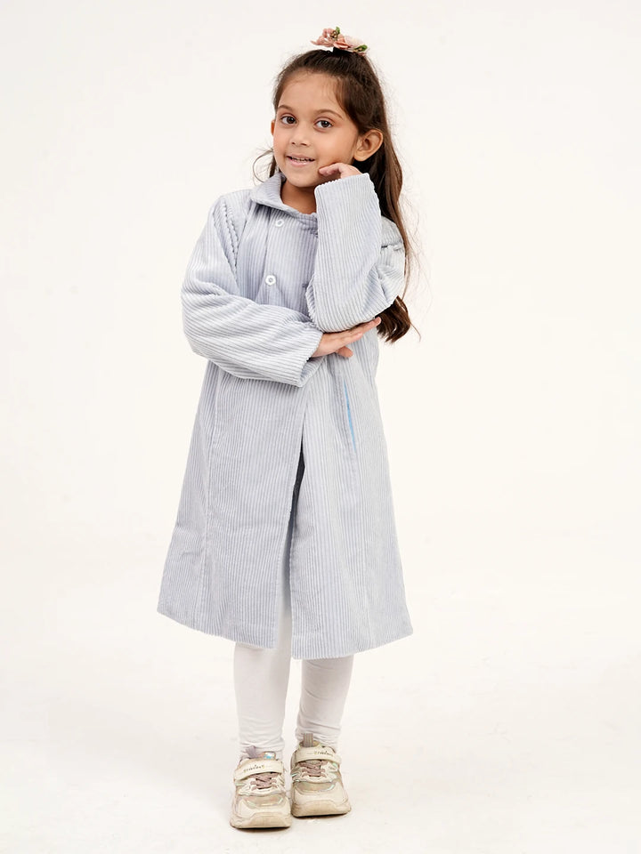 Girls Winter Long Jacket - Light Grey | Girls Jacket | KLOTHEN