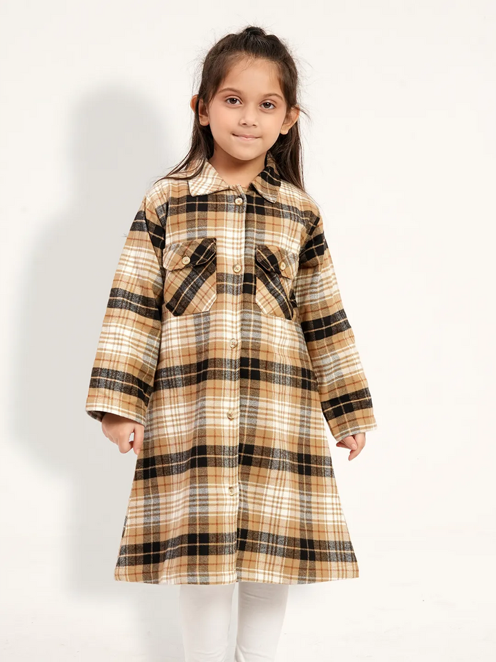 Girls’ Flannel Long Shirt | Girls Tops | KLOTHEN