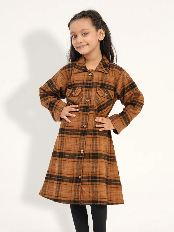 Girls’ Flannel Long Shirt | Girls Tops | KLOTHEN