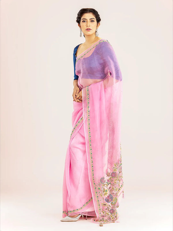 Light Pink Muslin Saree | Saree | KLOTHEN