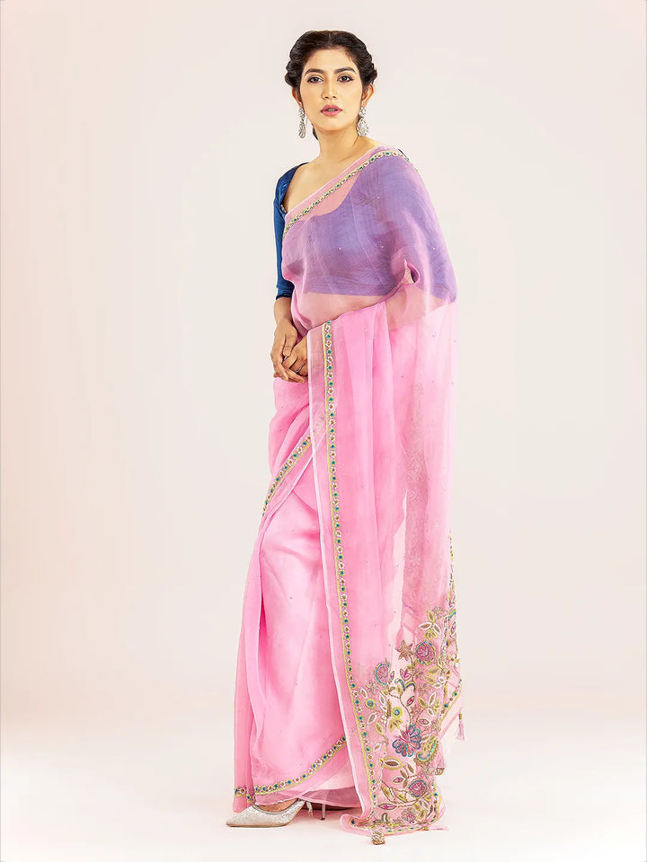 Light Pink Muslin Saree | Saree | KLOTHEN