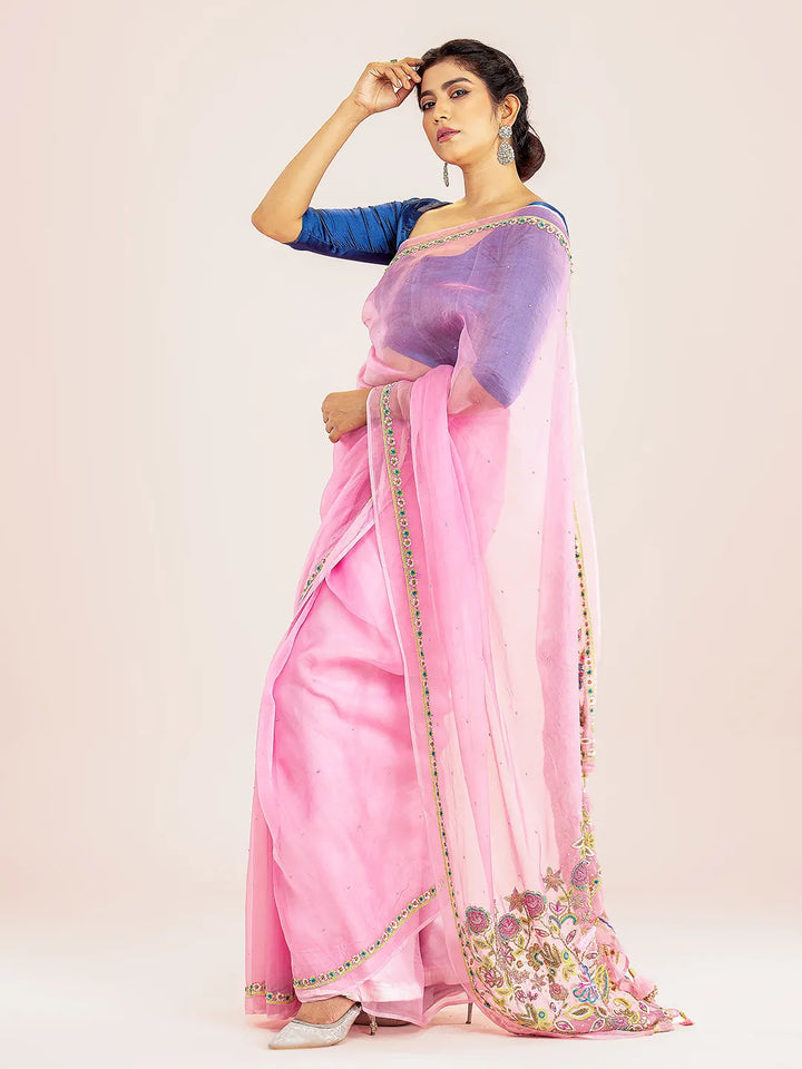Light Pink Muslin Saree | Saree | KLOTHEN