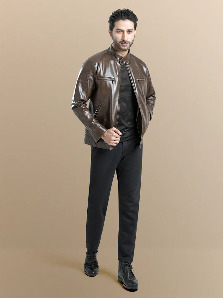Men's Biker KN Leather Jacket - KLOTHEN