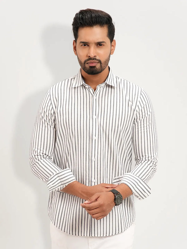 Men's Ash Stripe Full Sleeve Casual Shirt