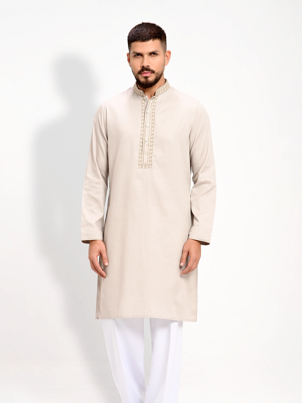 Mena's Essential Embroidered Cotton Regular Fit Panjabi - KLOTHEN