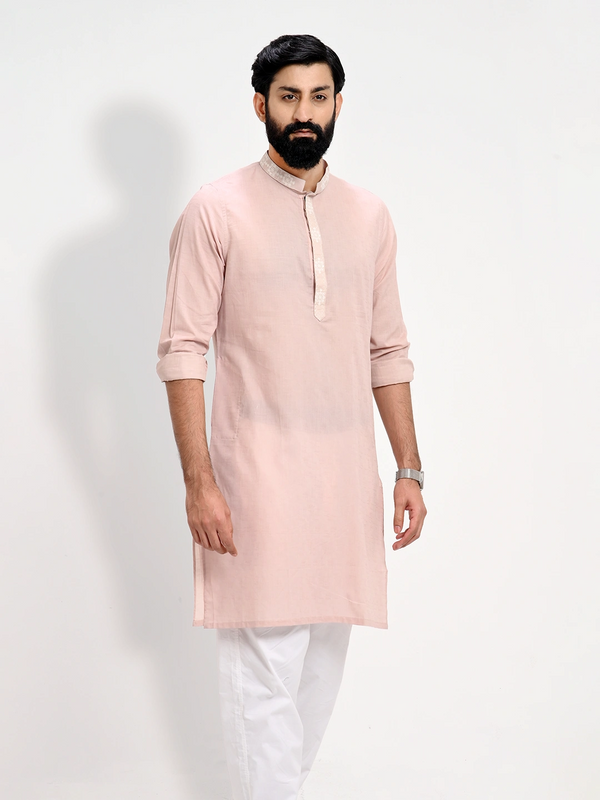 Men’s Essential Embroidered Cotton Fabric Regular Fit Panjabi - KLOTHEN