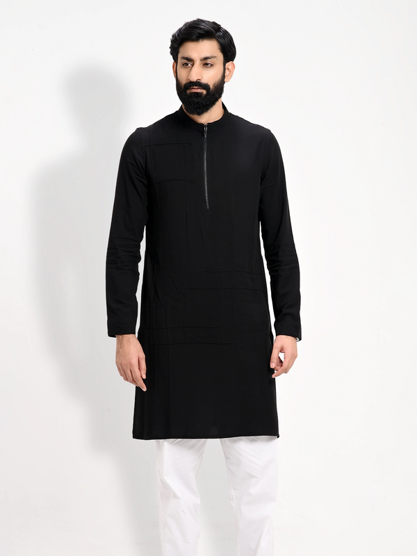 Mena's Essential Regular Fit  Panjabi With Zipper - KLOTHEN