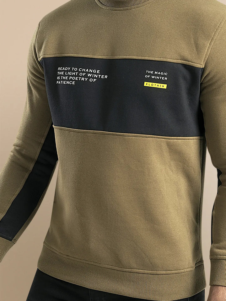 Men's Cut & Sew Print Design Sweatshirt - KLOTHEN