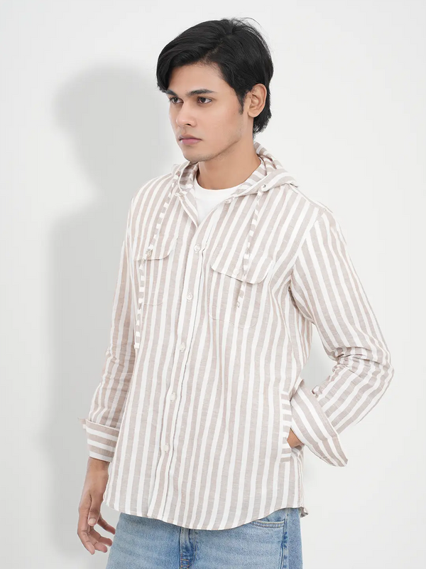 Men's Casual Hoodie Shirt in Stripe