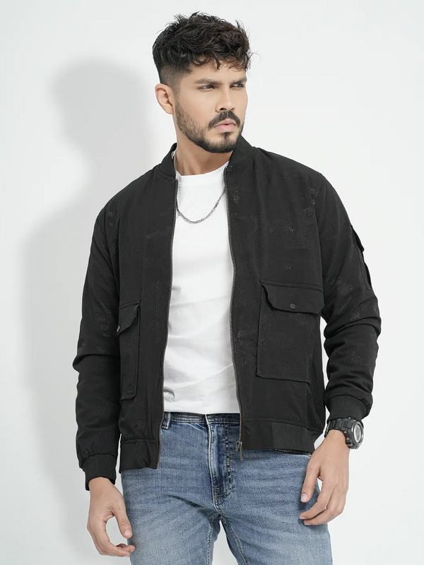 Men's Casual Jacquard Bomber Jacket