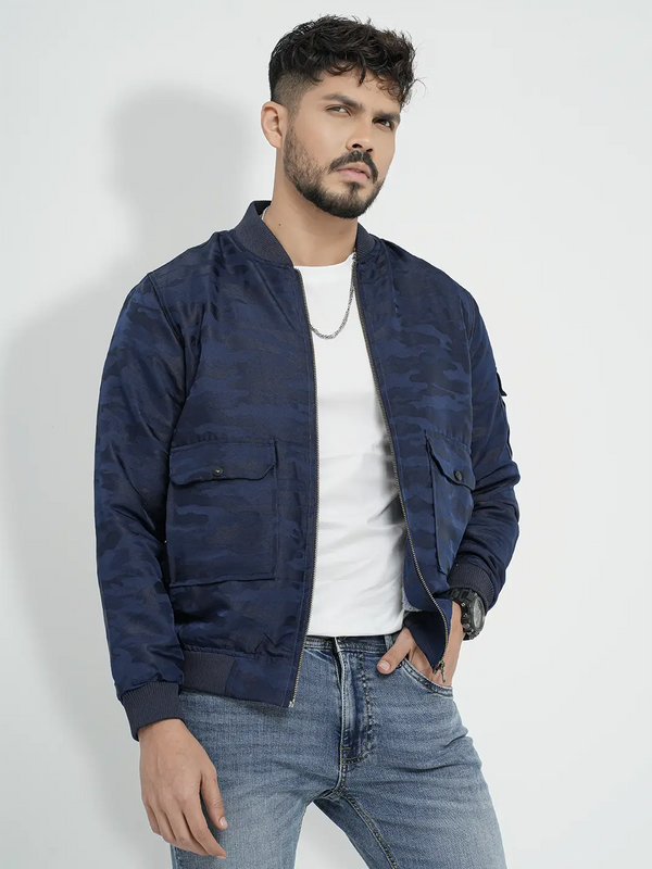 Men's Casual Jacquard Bomber Jacket