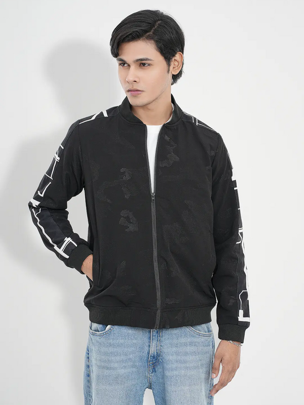 Men's Casual Typography Cut & Sew Bomber Jacket