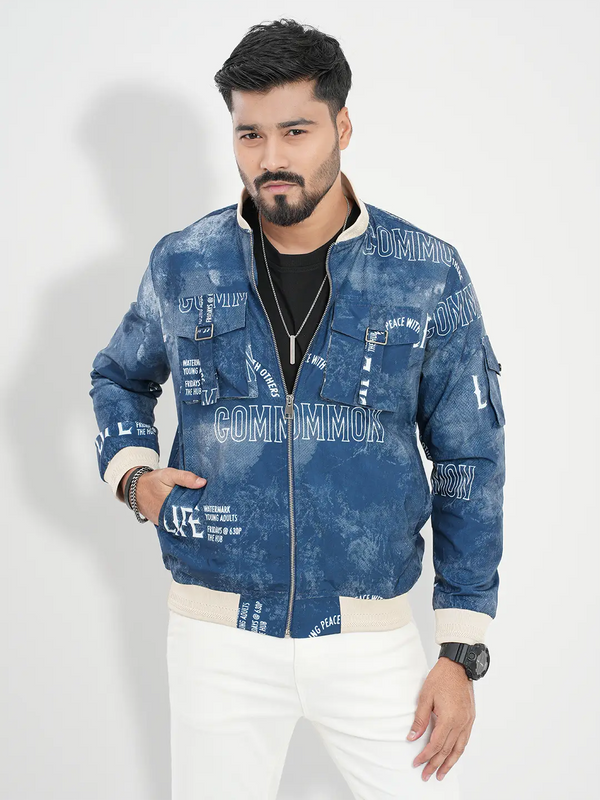 Men's Casual Typography Design Bomber Jacket