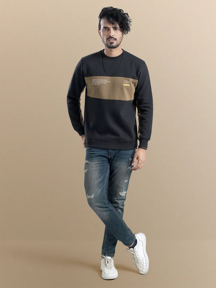 Men's Cut & Sew Print Design Sweatshirt - KLOTHEN