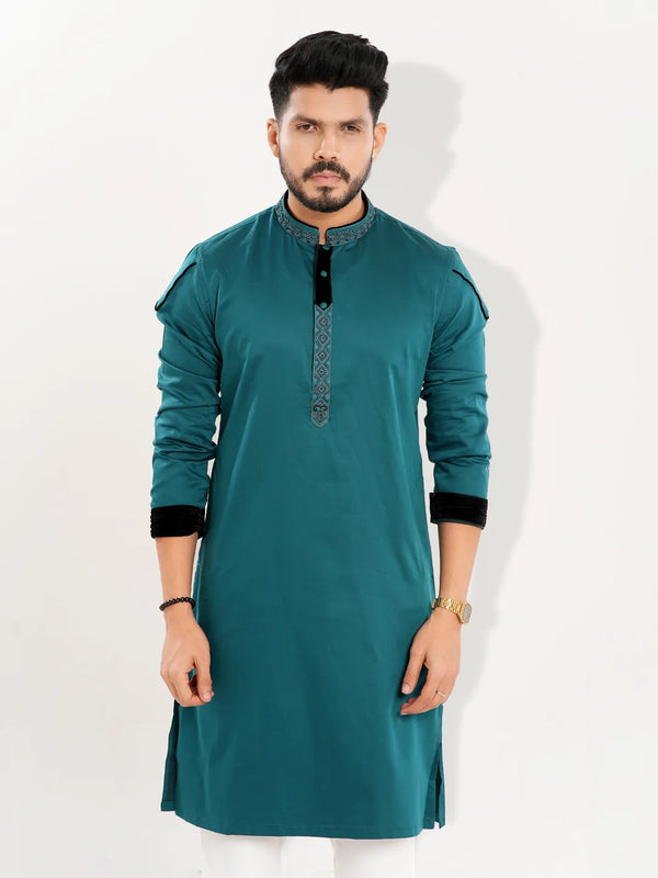 Men's Ethnic Detail Velvet Work Premium Panjabi