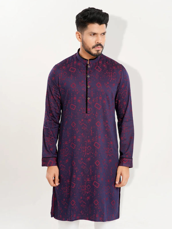 Men's Ethnic Detail Velvet Work Premium Panjabi