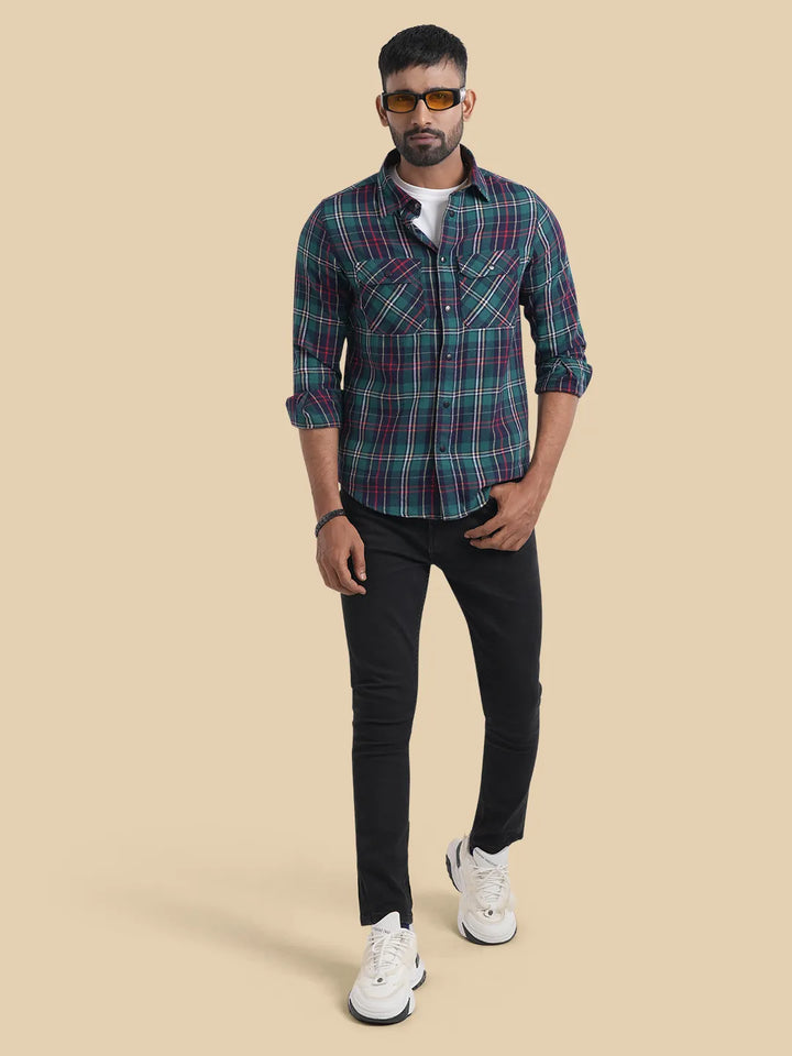 Men's Flannel Check Full Sleeve Shirt - KLOTHEN