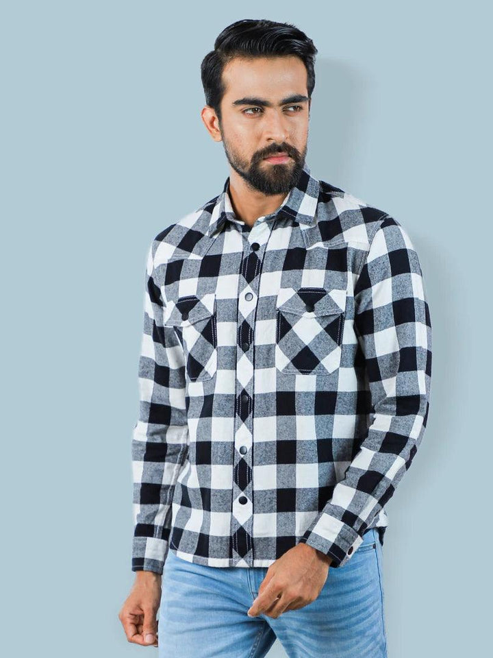 Men's Flannel Window Plate Casual Full Sleeve Shirt