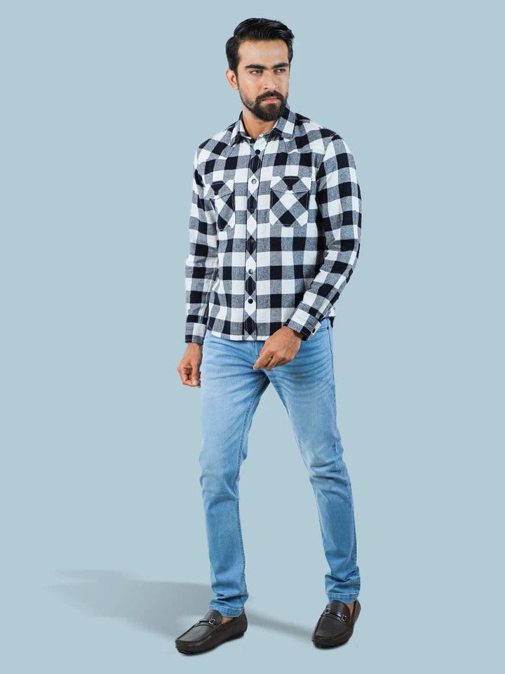 Men's Flannel Window Plate Casual Full Sleeve Shirt - Klothen