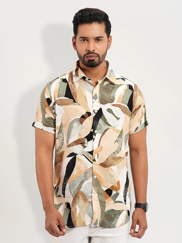 Men's Half  Sleeve Abstract Printed Casual  Shirt