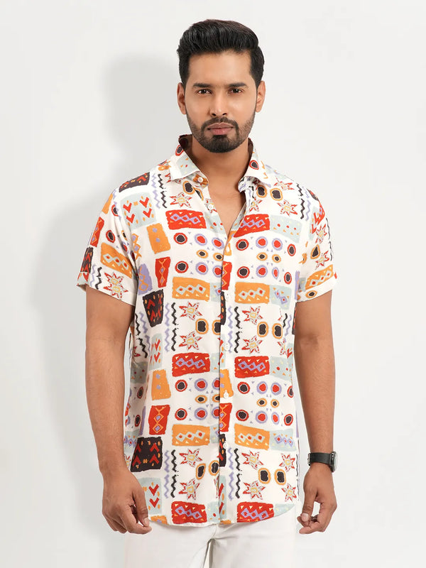 Men's Half  Sleeve Festive Printed Casual  Shirt