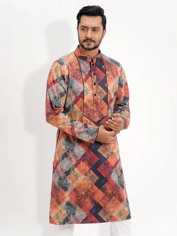 Men's Rust Orange Ethnic Panjabi