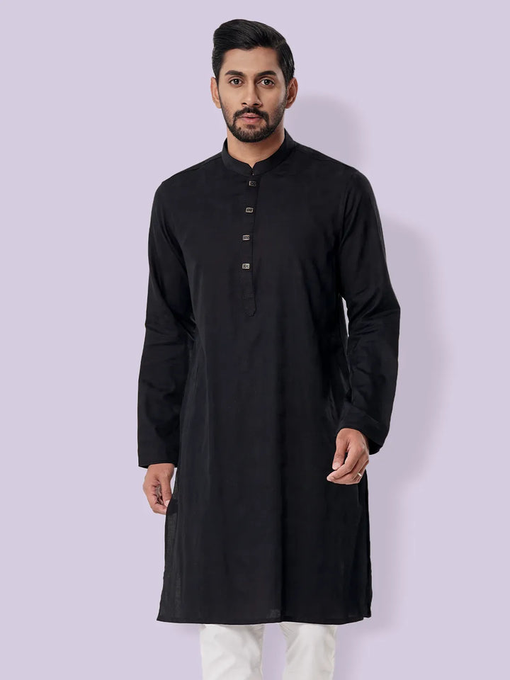 Men's Panjabi in Premium Black - Klothen