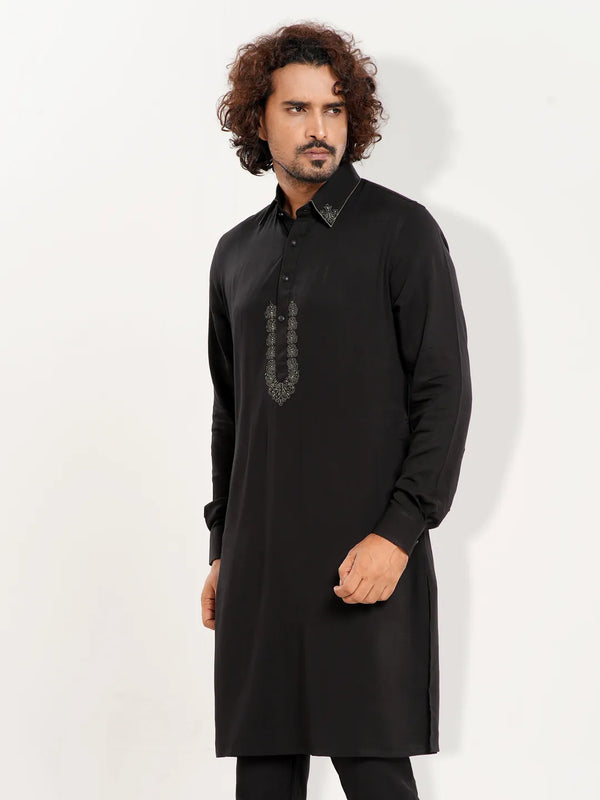 Men's Premium Kabli Set in Jet Black