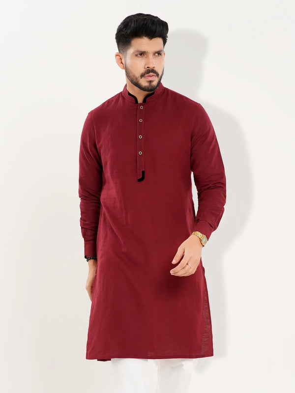 Men's Premium Linen Velvet Work Stitch Panjabi