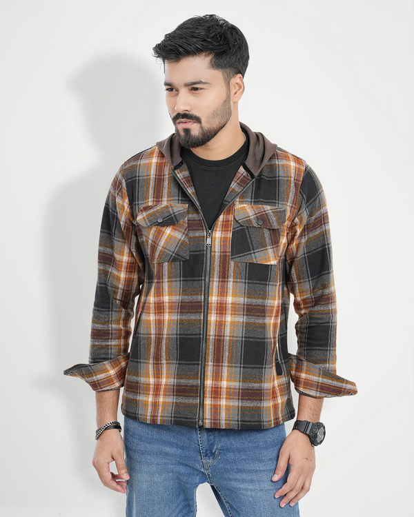 Men's Straight Cut Hoodie Shirt Jacket