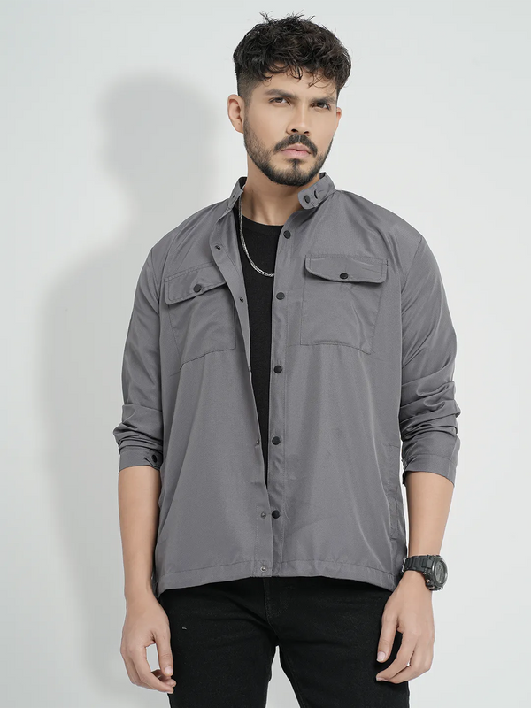 Men's Windbreaker Taffeta Single Part Jacket in Ash