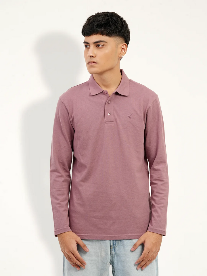 Men's full sleeve polo shirt rose gold – Klothen