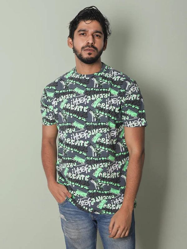 Men's Printed Round Neck Tee - Klothen