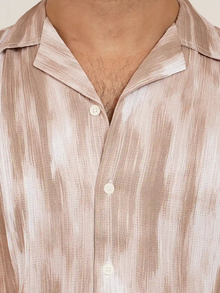 Monochrome artistic brushed Cuban Shirt | Half Sleeve Casual Shirt | KLOTHEN
