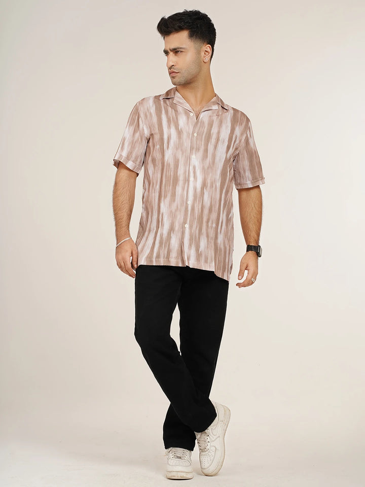 Monochrome artistic brushed Cuban Shirt | Half Sleeve Casual Shirt | KLOTHEN