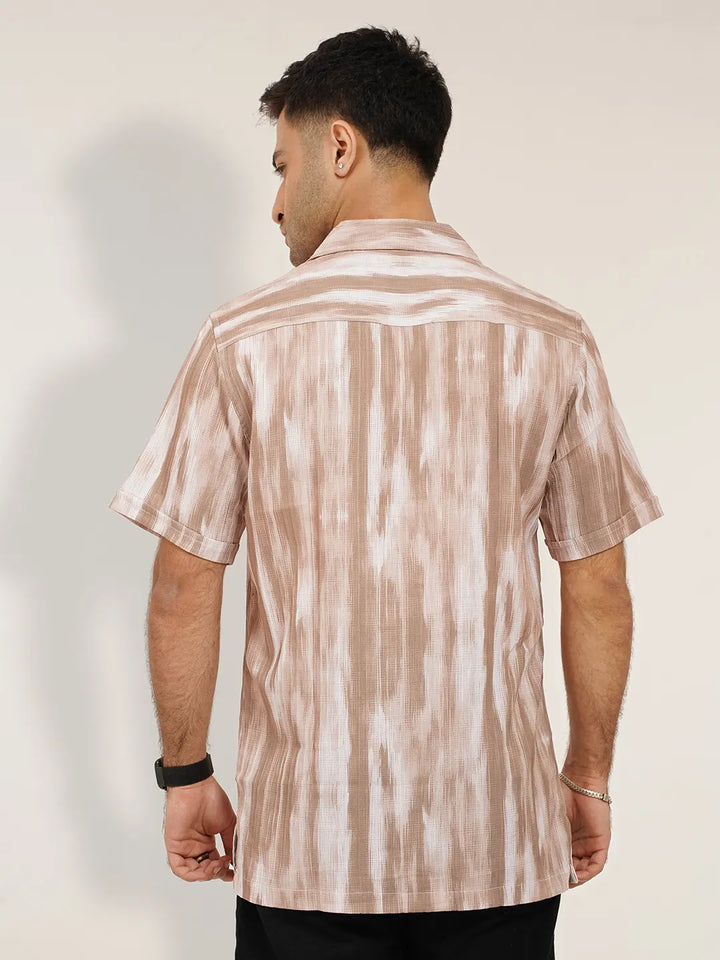 Monochrome artistic brushed Cuban Shirt | Half Sleeve Casual Shirt | KLOTHEN