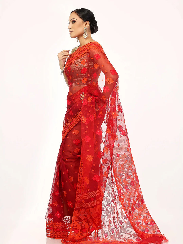 Rich Magenta Jamdani Saree | Saree | KLOTHEN