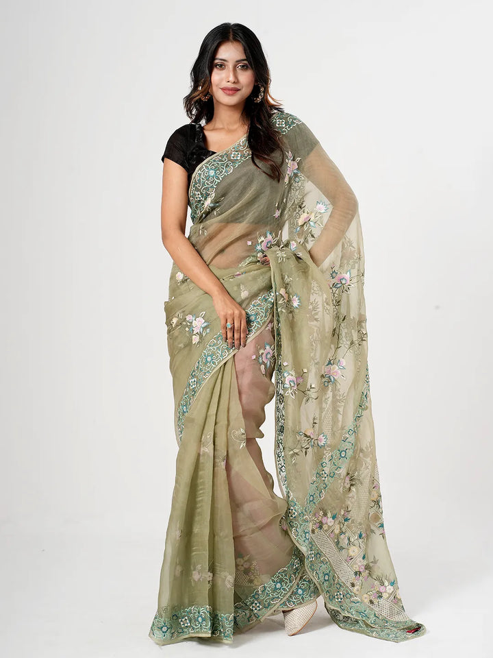 Vibrant Multi-Color Muslin Saree | Saree | KLOTHEN