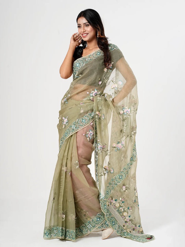 Vibrant Multi-Color Muslin Saree | Saree | KLOTHEN