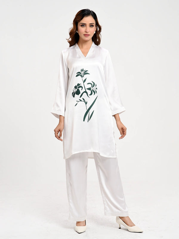 Women's Exclusive Print Silk Regular Fit 2 pcs Set - KLOTHEN