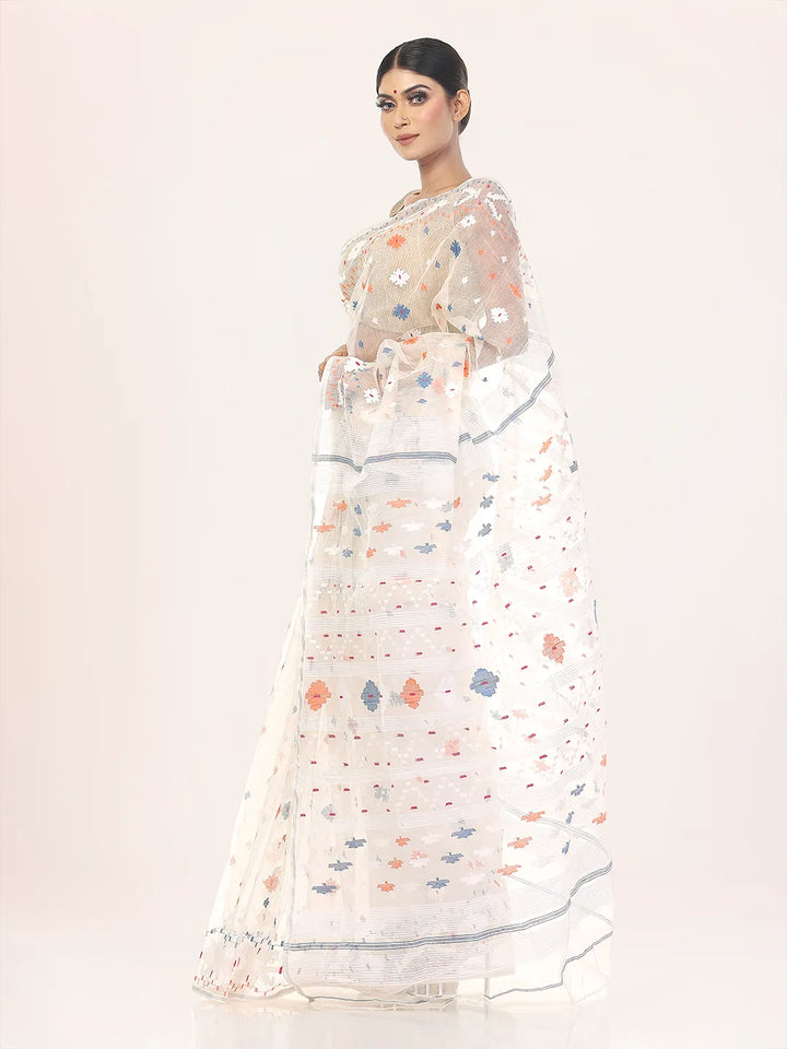 White Jamdani Saree | Saree | KLOTHEN