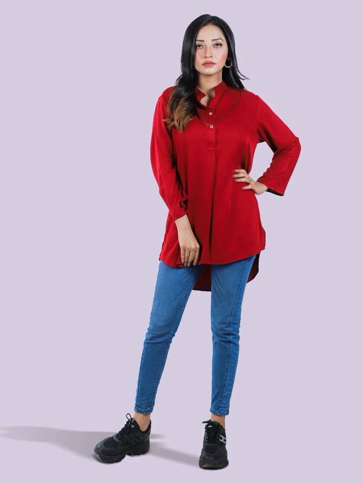 Women Red Casual Shirt - Klothen