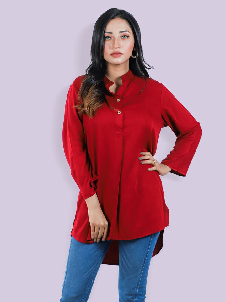 Women Red Casual Shirt - Klothen